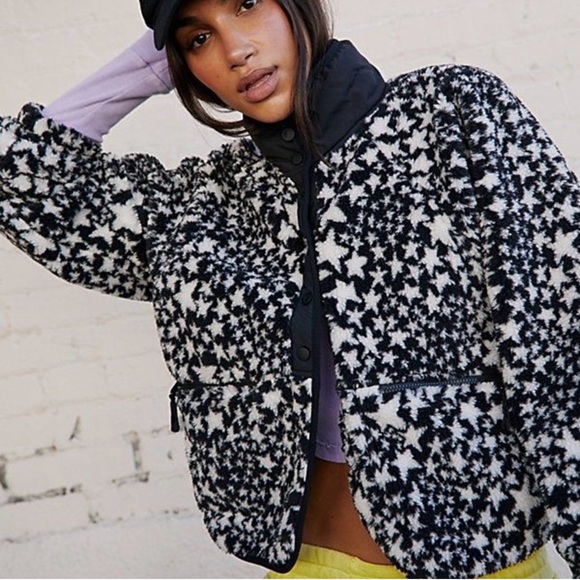Free People Movement Hit The Slopes Fleece Jacket Starry Eyed Black Combo XS - Picture 16 of 16